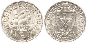 3 Reichsmark Веймарська республіка (1918-1933) Срібло 