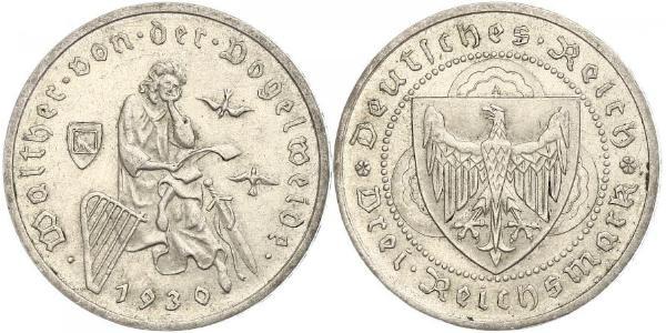 3 Reichsmark Веймарська республіка (1918-1933) Срібло 