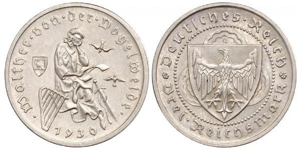 3 Reichsmark Веймарська республіка (1918-1933) Срібло 