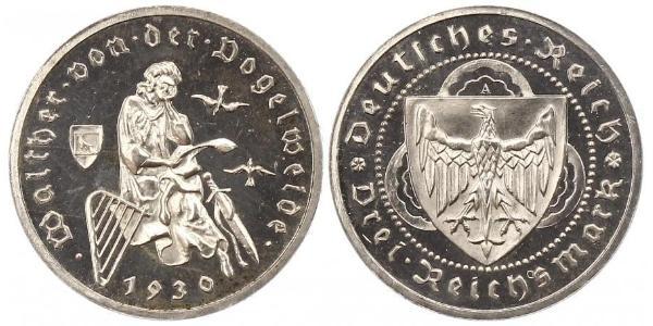 3 Reichsmark Веймарська республіка (1918-1933) Срібло 