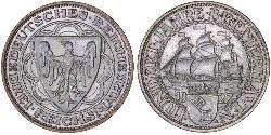 3 Reichsmark 魏瑪共和國 (1919 - 1933) 銀 
