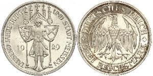 3 Reichsmark 魏瑪共和國 (1919 - 1933) 銀 