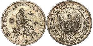 3 Reichsmark 魏瑪共和國 (1919 - 1933) 銀 