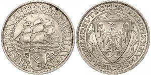 3 Reichsmark 魏瑪共和國 (1919 - 1933) 銀 