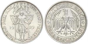 3 Reichsmark 魏瑪共和國 (1919 - 1933) 銀 