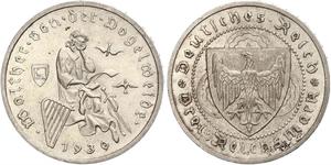 3 Reichsmark 魏瑪共和國 (1919 - 1933) 銀 