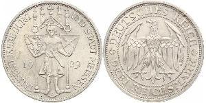 3 Reichsmark 魏瑪共和國 (1919 - 1933) 銀 