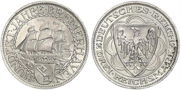 3 Reichsmark 魏瑪共和國 (1919 - 1933) 銀 
