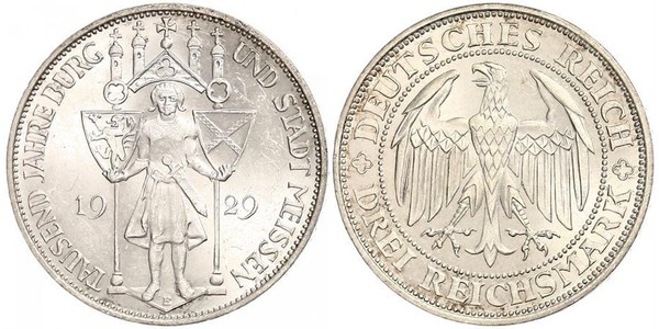 3 Reichsmark 魏瑪共和國 (1919 - 1933) 銀 