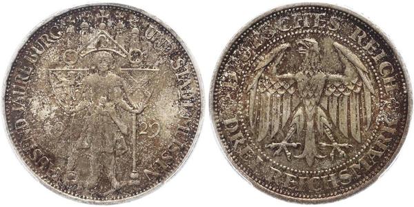 3 Reichsmark 魏瑪共和國 (1919 - 1933) 銀 