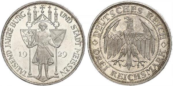 3 Reichsmark 魏瑪共和國 (1919 - 1933) 銀 