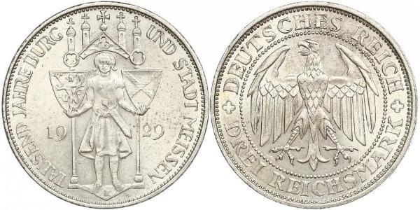 3 Reichsmark 魏瑪共和國 (1919 - 1933) 銀 