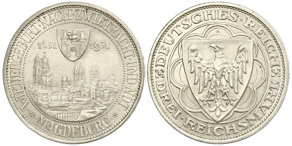 3 Reichsmark 魏瑪共和國 (1919 - 1933) 銀 