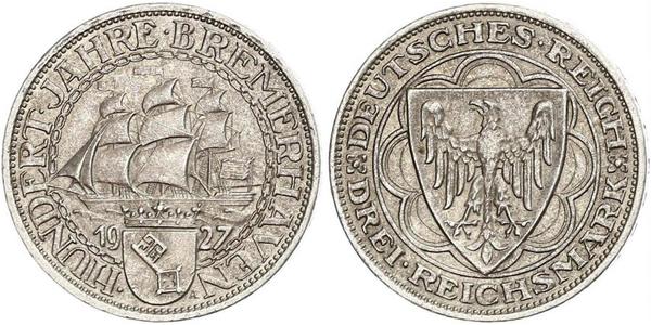 3 Reichsmark 魏瑪共和國 (1919 - 1933) 銀 