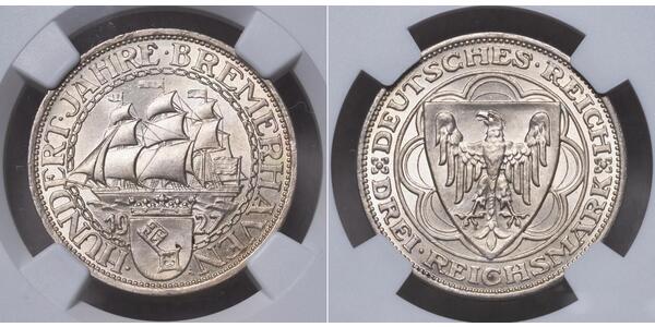 3 Reichsmark 魏瑪共和國 (1919 - 1933) 銀 