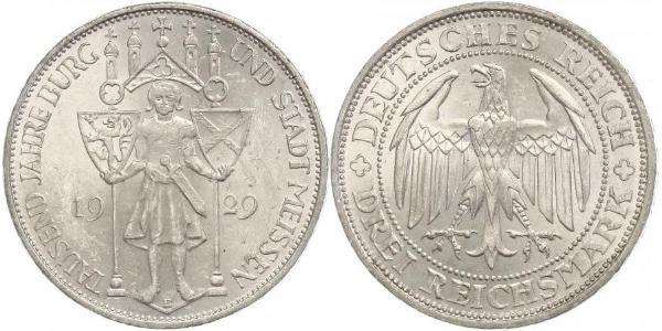 3 Reichsmark 魏瑪共和國 (1919 - 1933) 銀 