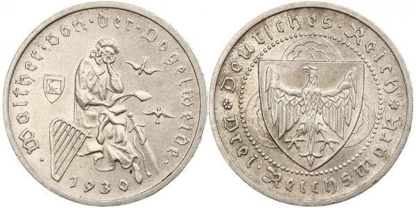 3 Reichsmark 魏瑪共和國 (1919 - 1933) 銀 