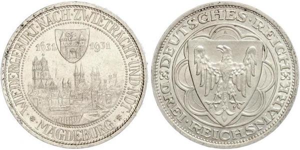 3 Reichsmark 魏瑪共和國 (1919 - 1933) 銀 