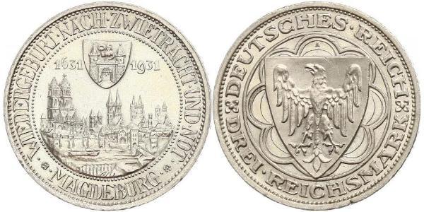 3 Reichsmark 魏瑪共和國 (1919 - 1933) 銀 
