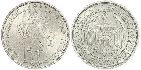 3 Reichsmark 魏瑪共和國 (1919 - 1933) 銀 