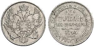 3 Rubel Russisches Reich (1720-1917) Platin Nikolaus I (1796-1855)