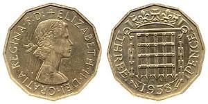 3 Threepence Regno Unito (1922-) Ottone/Nichel Elisabetta II (1926-2022)