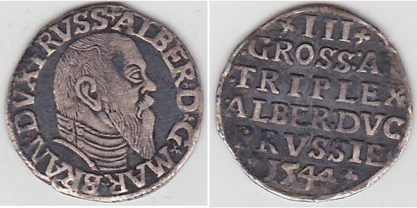 3 Грош Федеральные земли Германии / Margraviate of Brandenburg (1157–1806) / Германия Серебро Альбрехт (герцог Пруссии)