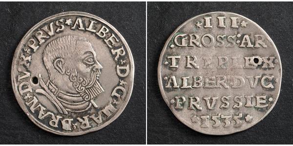 3 Грош Федеральні землі Німеччини / Німеччина / Margraviate of Brandenburg (1157–1806) Срібло Альбрехт (герцог Пруссії)