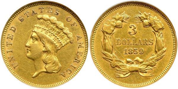 3 Долар США (1776 - ) Золото 