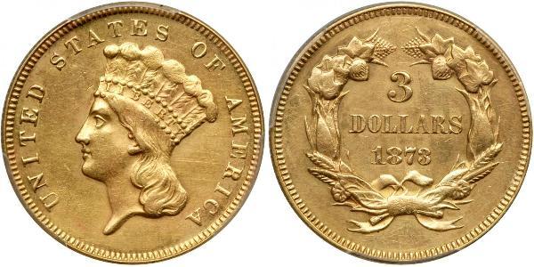 3 Долар США (1776 - ) Золото 