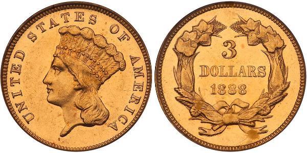 3 Долар США (1776 - ) Золото 