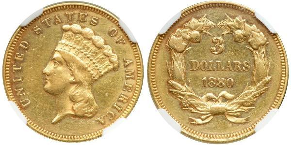 3 Долар США (1776 - ) Золото 