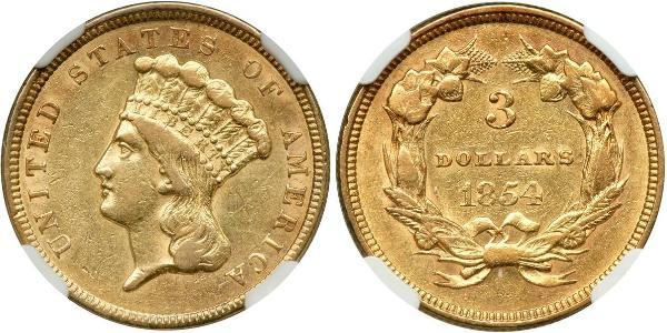 3 Долар США (1776 - ) Золото 