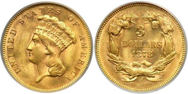3 Долар США (1776 - ) Золото 