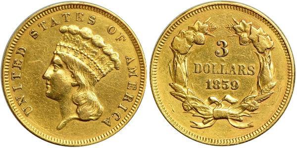 3 Долар США (1776 - ) Золото 