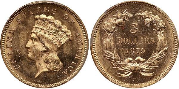 3 Долар США (1776 - ) Золото 