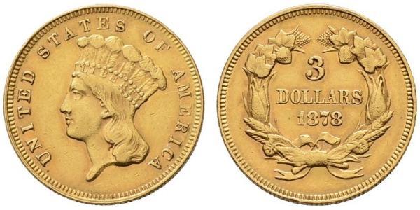 3 Доллар США (1776 - ) Золото 