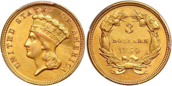 3 Доллар США (1776 - ) Золото 