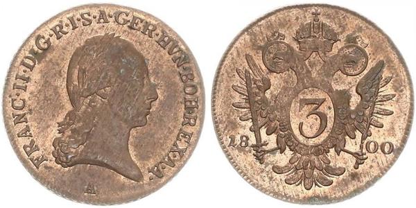 3 Крейцер Габсбургская империя (1526-1804) / Священная Римская империя (962-1806) Медь Francis II, Holy Roman Emperor (1768 - 1835)