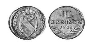 3 Крейцер Великое герцогство Баден (1806-1918) Серебро 