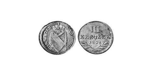 3 Крейцер Великое герцогство Баден (1806-1918) Серебро 