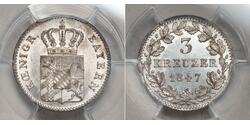 3 Крейцер Королевство Бавария (1806 - 1918) Серебро 