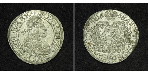 3 Крейцер Австрія Срібло Леопольд I Габсбург(1640-1705)