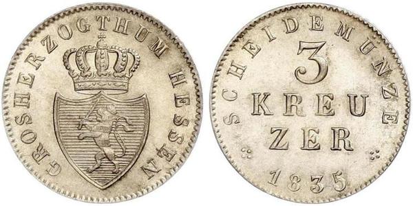 3 Крейцер Великое герцогство Гессен (1806 - 1918) Срібло 