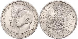 3 Марка Ангальт-Дессау (1603 -1863) Серебро Фридрих II, герцог Ангальта(1856 – 1918)