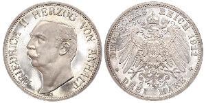 3 Марка Ангальт-Дессау (1603 -1863) Серебро Фридрих II, герцог Ангальта(1856 – 1918)