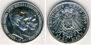 3 Марка Брауншвейг (герцогство) (1815 - 1918) Серебро Эрнст Август Брауншвейгский (1887 - 1953)