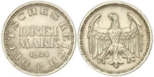 3 Марка Веймарская республика (1918-1933) Серебро 