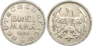3 Марка Веймарская республика (1918-1933) Серебро 