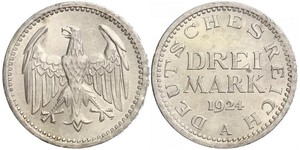 3 Марка Веймарская республика (1918-1933) Серебро 
